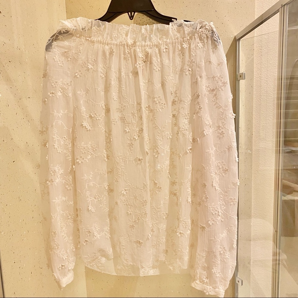 Rebecca Taylor Long sleeve lace shirt white color